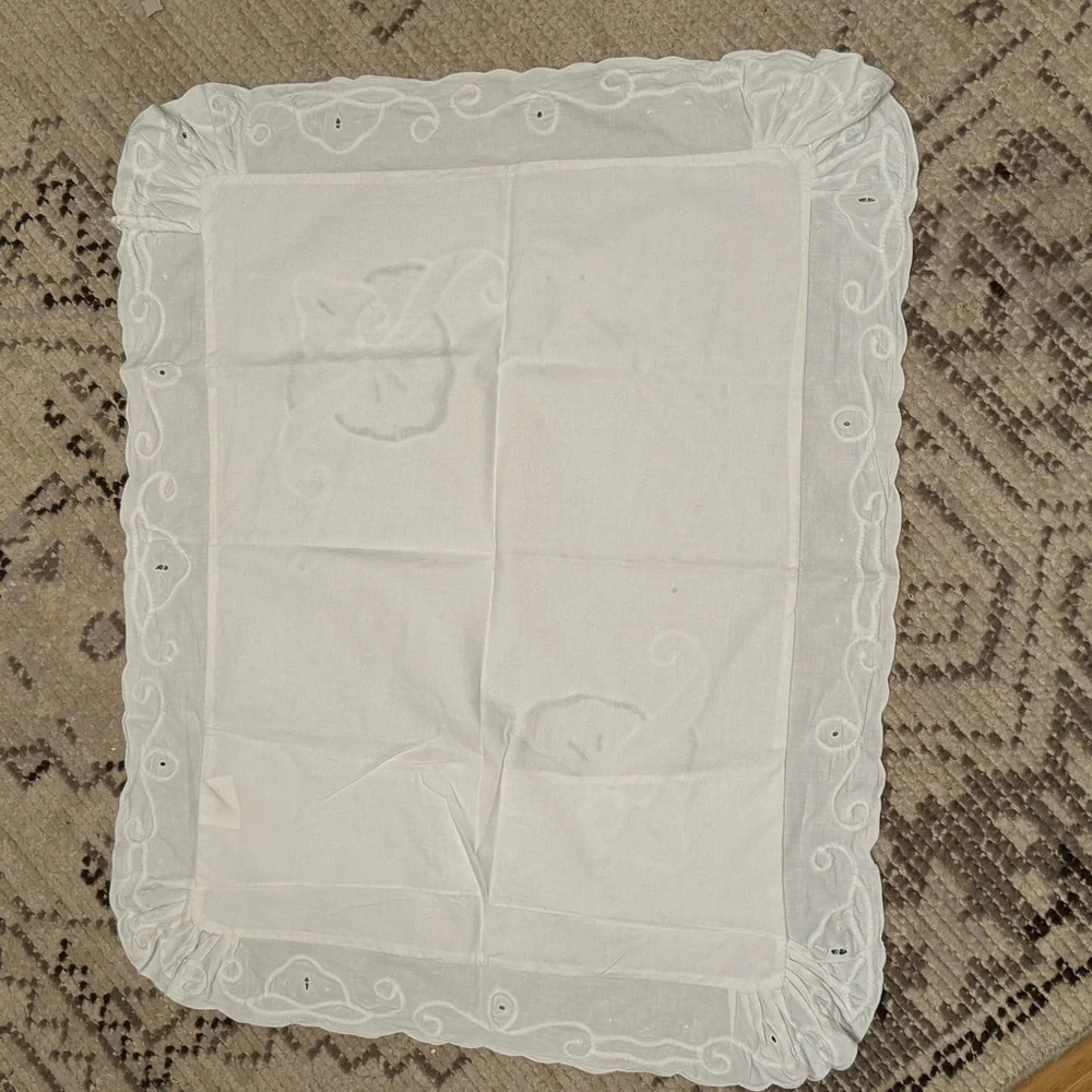 Vintage Scalloped Edge Raffle Cotton 3ps Set Duvet & 2 Shams